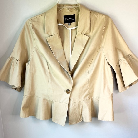 ELOQUII Tan Plus Size Crop Blazer - Picture 2 of 9